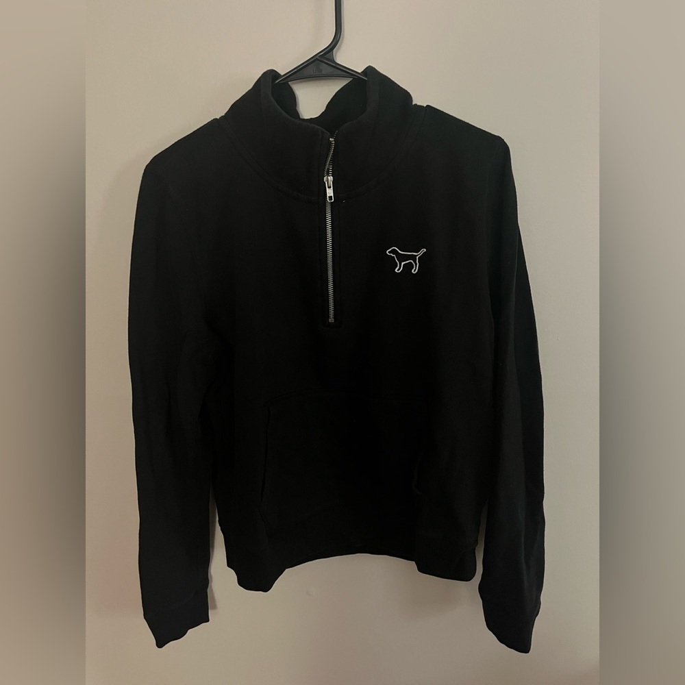 PINK black quarter zip sweatshirt size large